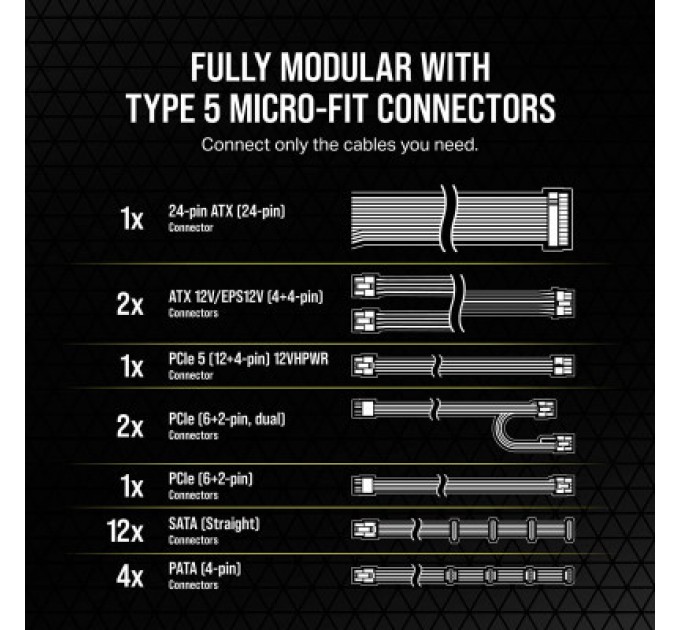Corsair Блок живлення Corsair 750W RM750x Shift PCIE5 (CP-9020251-EU)
