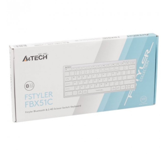 Клавіатура A4Tech FBX51C Wireless/Bluetooth White (FBX51C White)