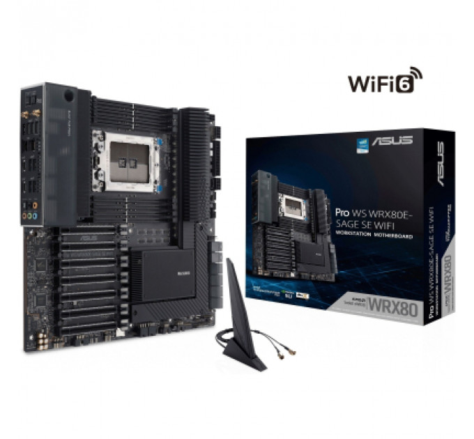 Серверна материнська плата ASUS PRO WS WRX80E-SAGE SE WIFI sWRX8 WRX80 8xDDR4 M.2 WiFi BT EATX (90MB1590-M0EAY0)