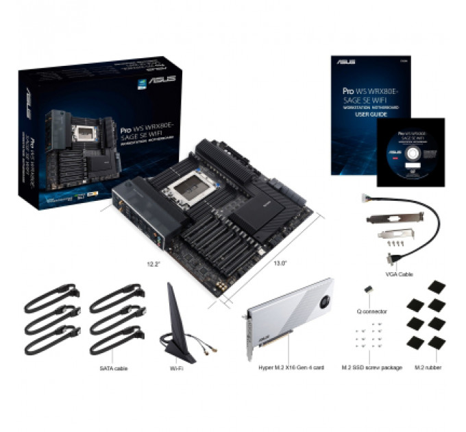 Серверна материнська плата ASUS PRO WS WRX80E-SAGE SE WIFI sWRX8 WRX80 8xDDR4 M.2 WiFi BT EATX (90MB1590-M0EAY0)