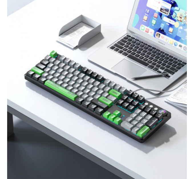 Клавіатура Aula F2088 PRO Plus 9 Green Keys KRGD Blue USB UA Black/Gray (6948391234892)