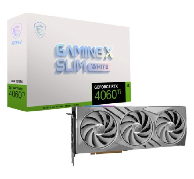 MSI Відеокарта MSI GeForce RTX4060Ti 16Gb GAMING X SLIM WHITE (RTX 4060 Ti GAMING X SLIM WHITE 16G)
