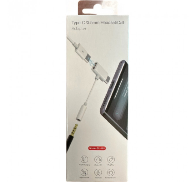Перехідник Type-C to Type-C Jack 3.5mm white AC-202 XoKo (XK-AC-202-WH)