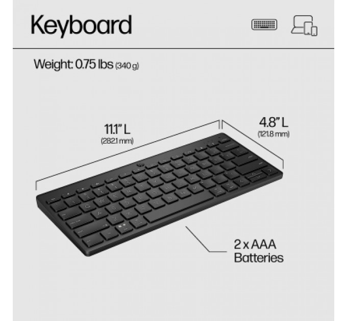 Клавіатура HP 350 Compact Multi-Device Bluetooth UA Black (692S8AA)