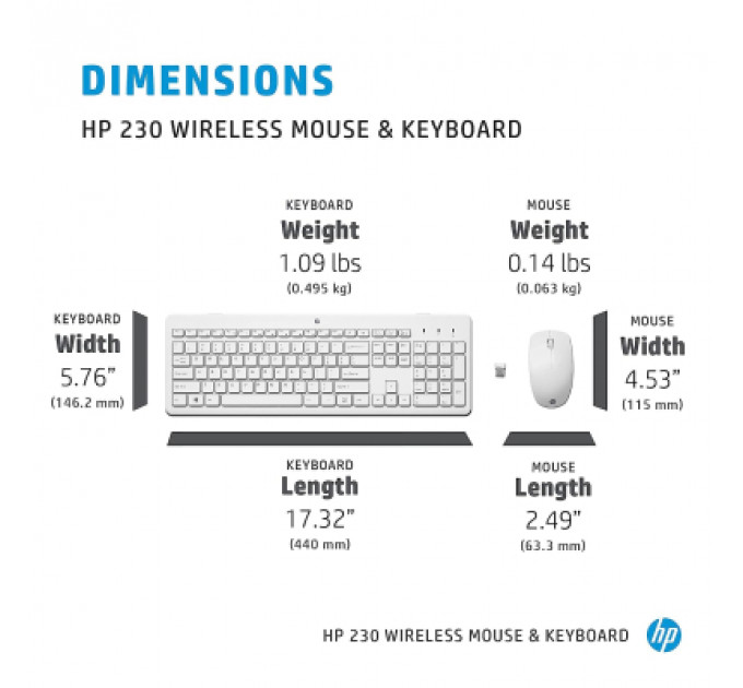 Комплект HP 230 Wireless UA White (3L1F0AA)