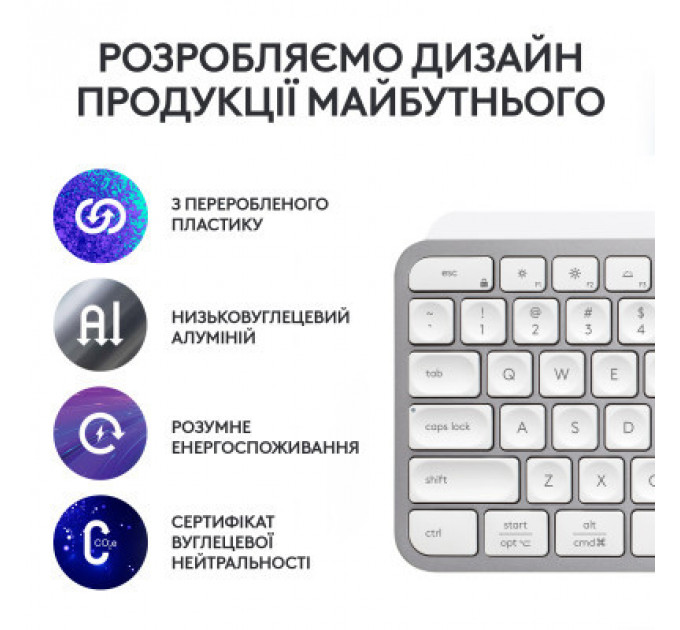 Клавіатура Logitech MX Keys S Wireless UA Pale Grey (920-011588)