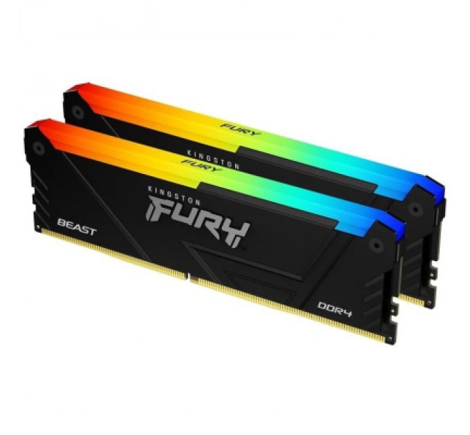 Kingston Fury (ex.HyperX) Модуль пам'яті для комп'ютера DDR4 32GB (2x16GB) 3200 MHz FURY Beast RGB Kingston Fury (ex.HyperX) (KF432C16BB2AK2/32)