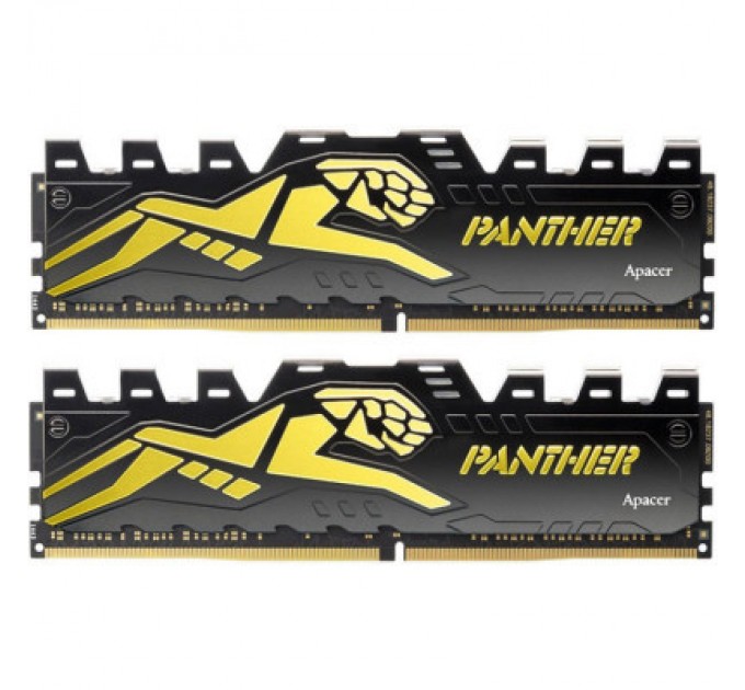 Apacer Модуль пам'яті для комп'ютера DDR4 16GB (2x8GB) 3200 MHz Panther Black/Gold Apacer (AH4U16G32C28Y7GAA-2)