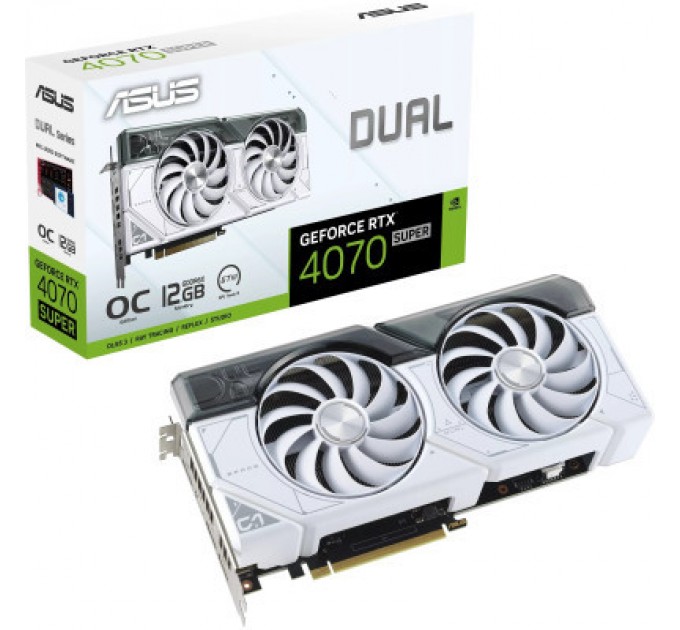 Відеокарта ASUS GeForce RTX4070 SUPER 12Gb DUAL OC WHITE (DUAL-RTX4070S-O12G-WHITE)