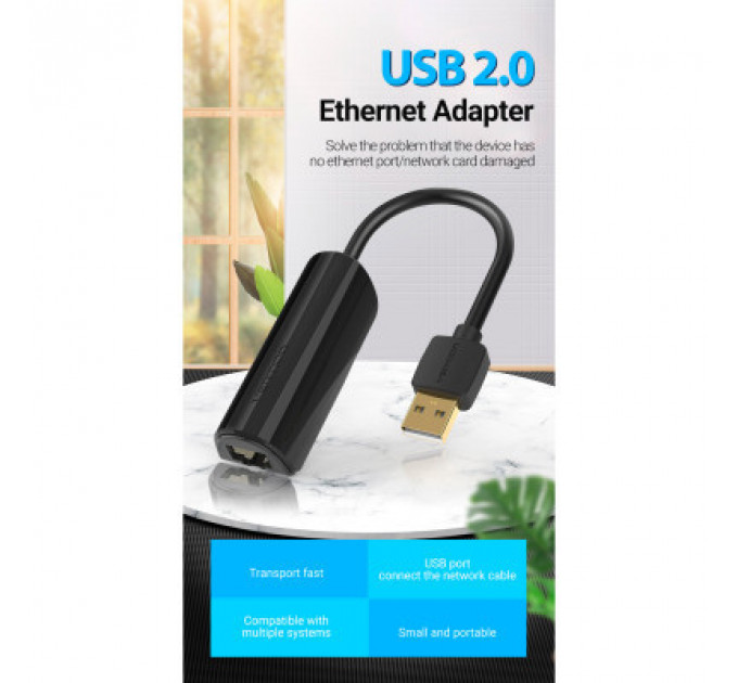 Перехідник USB 2.0 to Ethernet RJ45 100Mb Vention (CEGBB)