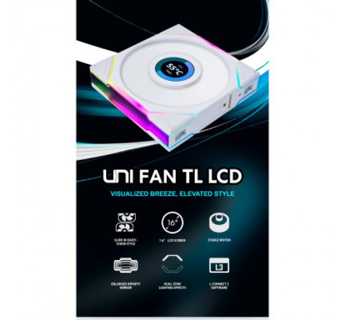 Lian Li Кулер до корпусу Lian Li TLLCD 120-3, White Cooler (G99.12TLLCD3W.00)