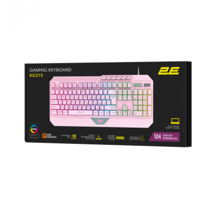 Клавіатура 2E Gaming KG315 RGB USB UA Pink (2E-KG315UPK)