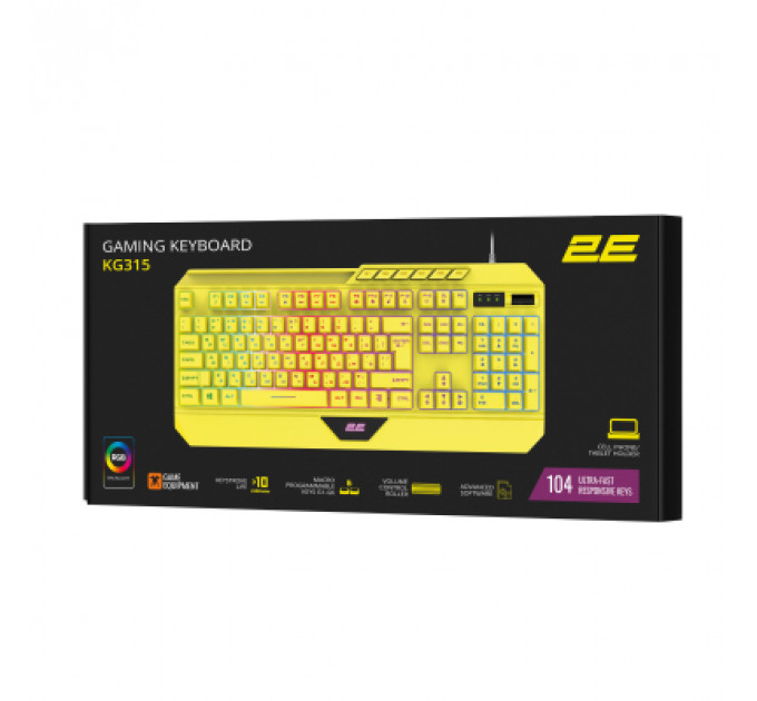 Клавіатура 2E Gaming KG315 RGB USB UA Yellow (2E-KG315UYW)