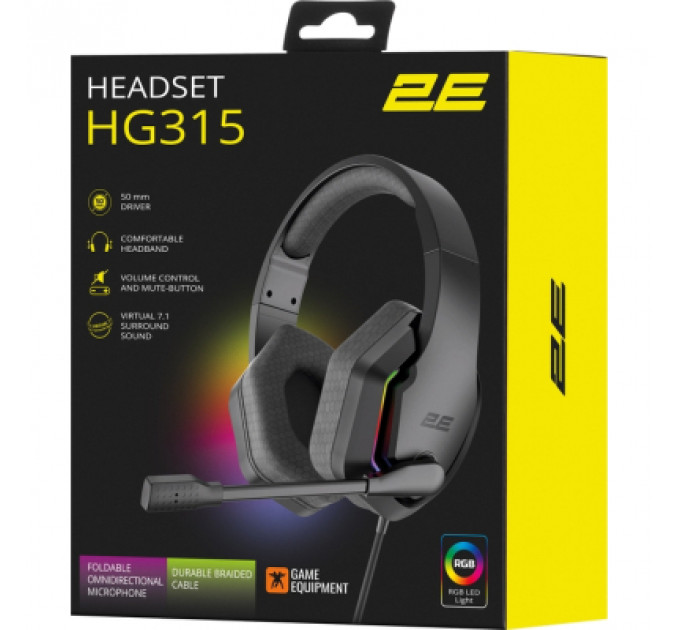 Навушники 2E Gaming HG315 RGB USB 7.1 Black (2E-HG315BK-7.1)