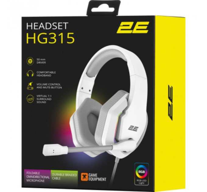 Навушники 2E Gaming HG315 RGB USB 7.1 White (2E-HG315WT-7.1)