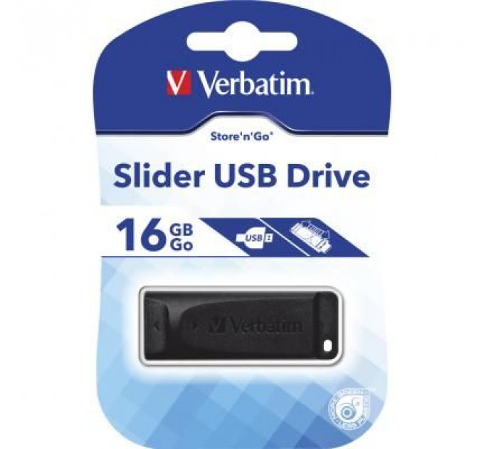 USB флеш накопичувач Verbatim 16GB Slider Black USB 2.0 (98696)