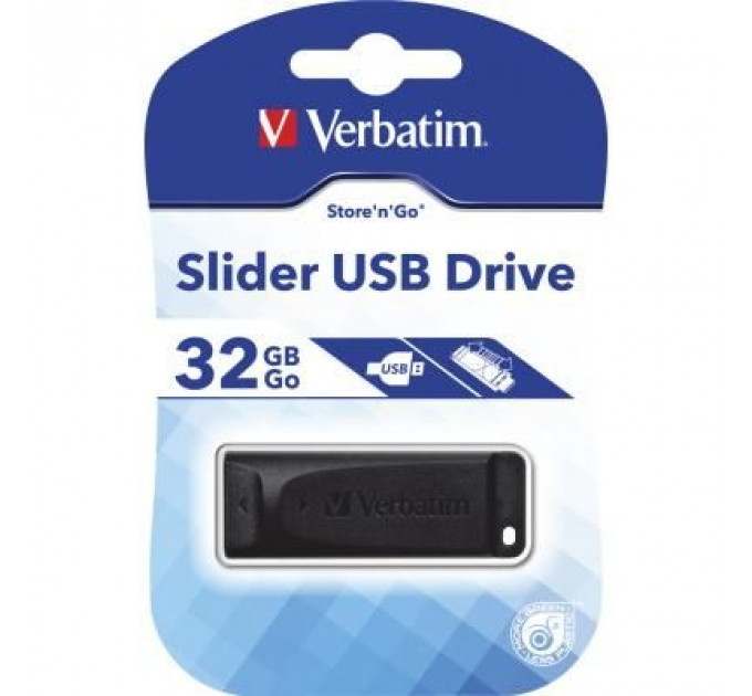 USB флеш накопичувач Verbatim 32GB Slider Black USB 2.0 (98697)