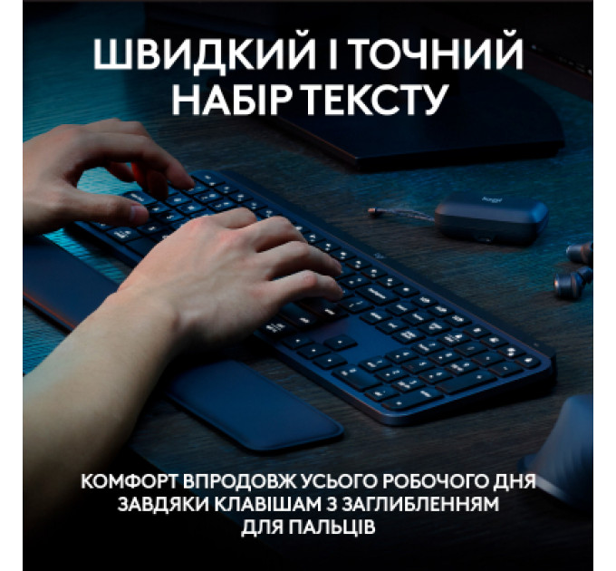 Клавіатура Logitech MX Keys S Plus Palmrest Wireless UA Graphite (920-011589)
