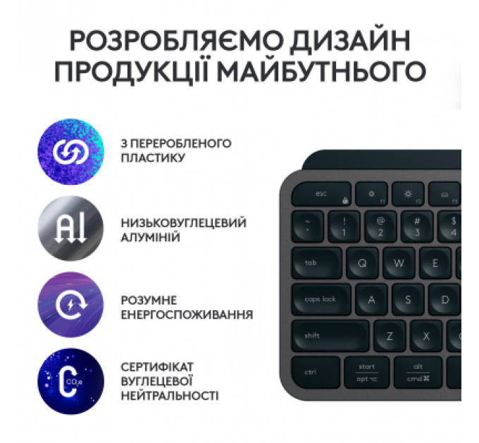 Клавіатура Logitech MX Keys S Plus Palmrest Wireless UA Graphite (920-011589)