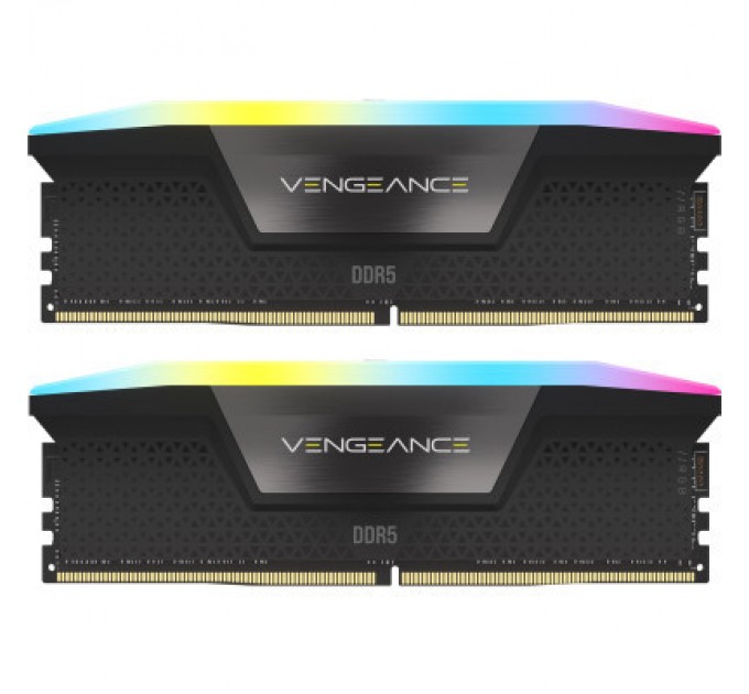 Corsair Модуль пам'яті для комп'ютера DDR5 32GB (2x16GB) 5600 MHz Vengeance RGB Black Corsair (CMH32GX5M2B5600C40K)