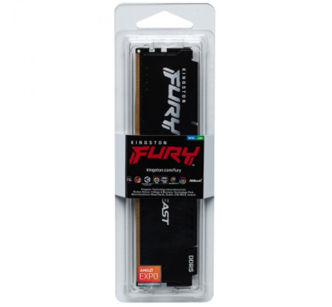 Kingston Fury (ex.HyperX) Модуль пам'яті для комп'ютера DDR5 16GB 6000 MHz Beast Black XMP Kingston Fury (ex.HyperX) (KF560C30BB-16)