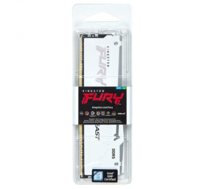 Kingston Fury (ex.HyperX) Модуль пам'яті для комп'ютера DDR5 16GB 6400 MHz Beast White RGB XMP Kingston Fury (ex.HyperX) (KF564C32BWA-16)