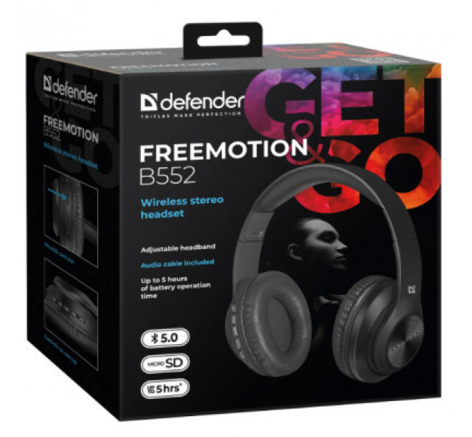 Навушники Defender FreeMotion B552 Bluetooth Black (63552)