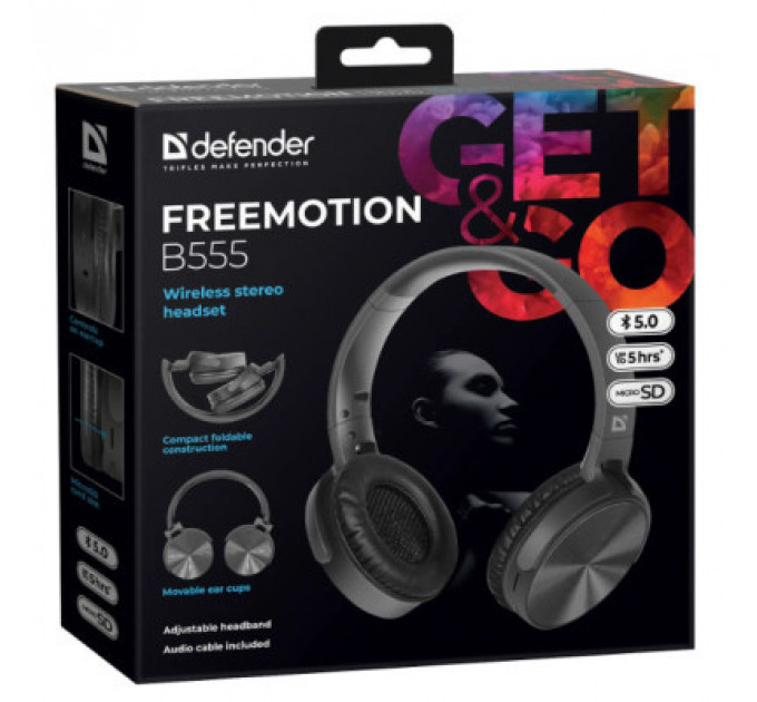 Навушники Defender FreeMotion B555 Bluetooth Black (63555)
