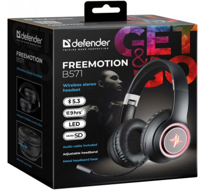 Навушники Defender FreeMotion B571 Bluetooth LED Black (63572)