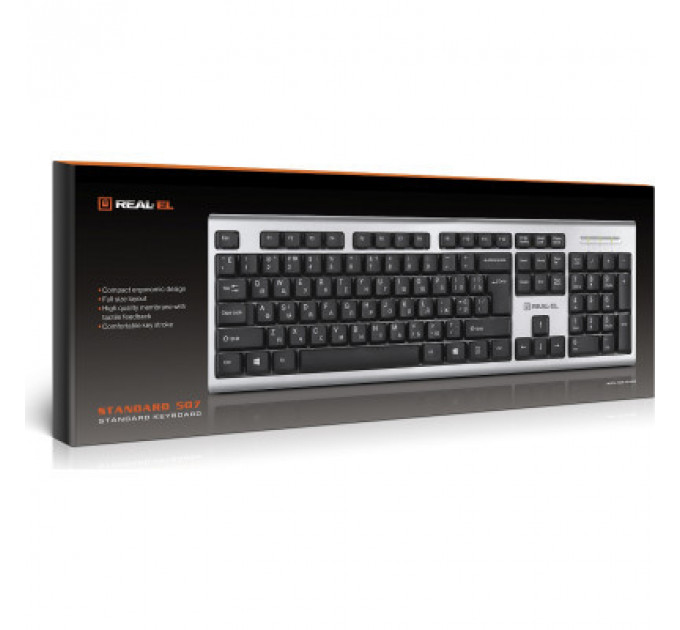 Клавіатура REAL-EL 507 Standard USB Silver