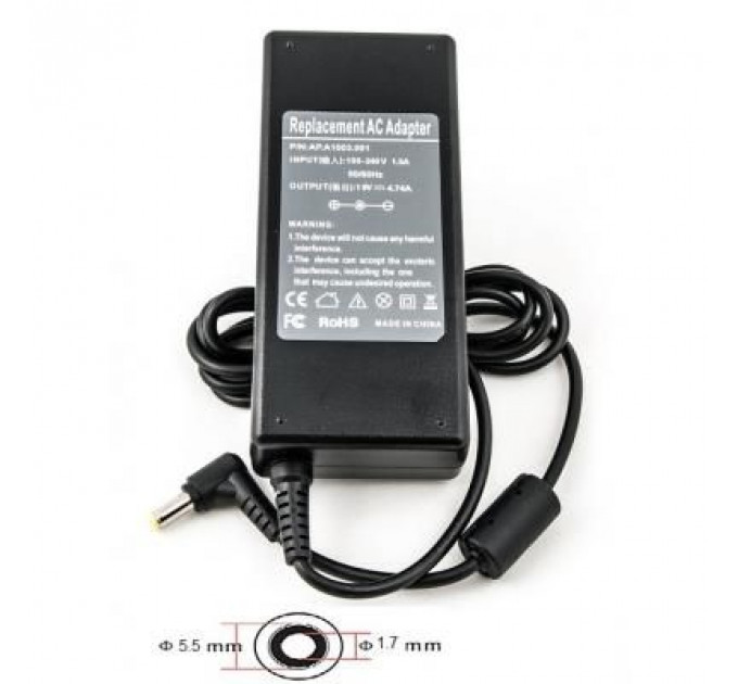 Блок живлення до ноутбуку PowerPlant ACER 220V, 19V 90W 4.74A (5.5*1.7) (AC90F5517)