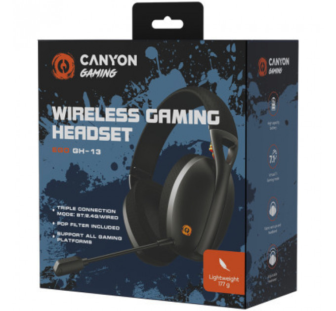 Навушники Canyon GH-13 Ego Wireless Gaming 7.1 Black (CND-SGHS13B)