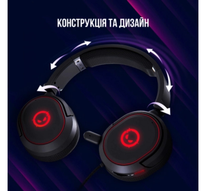 Навушники Lorgar Kaya 460 Gaming RGB USB Black (LRG-GHS460)