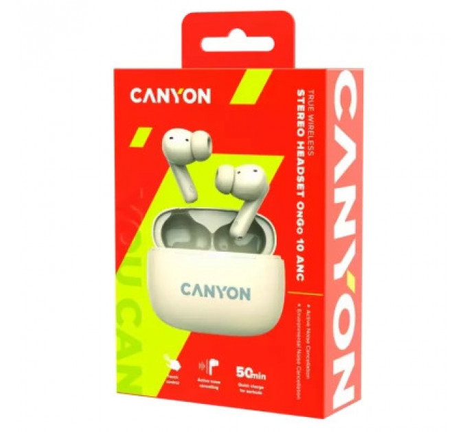 Навушники Canyon TWS-10 OnGo ANC ENC Beige (CNS-TWS10BG)