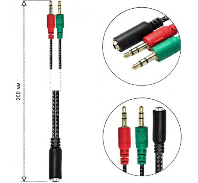 Перехідник XoKo AC-007 2x3.5-мм jack(F) - 3.5-мм 4pin jack(M) (XOKO AC-007)