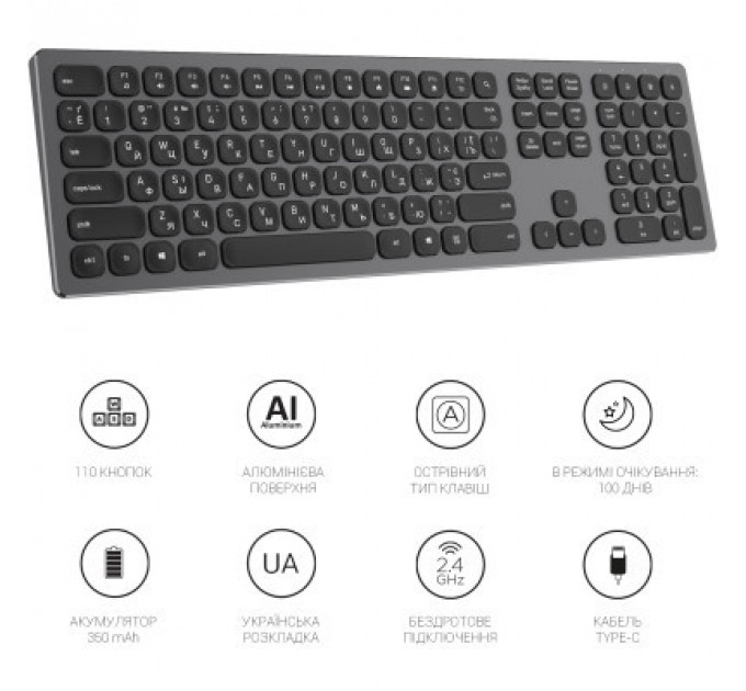 Клавіатура OfficePro SK1550 Wireless Black (SK1550B)