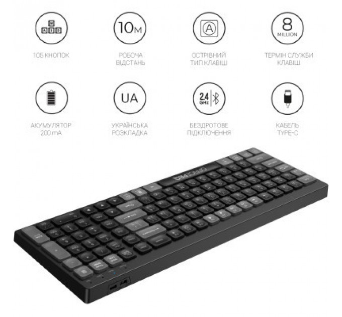 Клавіатура OfficePro SK985B Wireless/Bluetooth Black (SK985B)