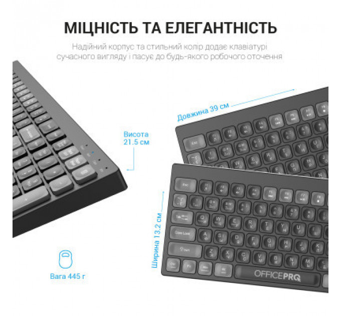Клавіатура OfficePro SK985B Wireless/Bluetooth Black (SK985B)