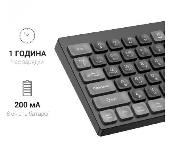 Клавіатура OfficePro SK985B Wireless/Bluetooth Black (SK985B)
