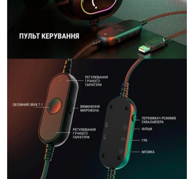 Навушники Fifine H6 RGB 7.1 Black (H6)