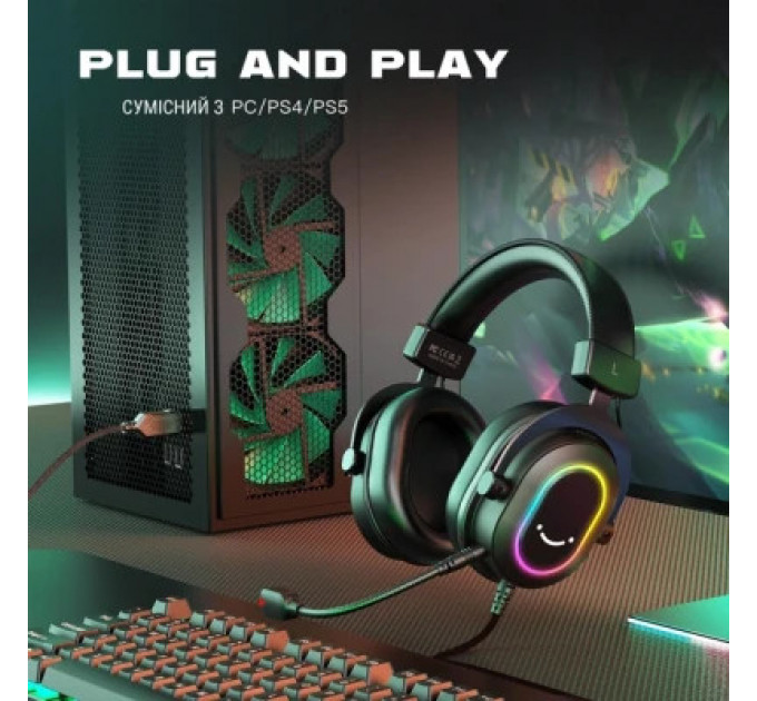 Навушники Fifine H6 RGB 7.1 Black (H6)