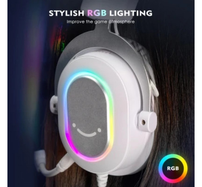 Навушники Fifine H6 RGB 7.1 White (H6W)