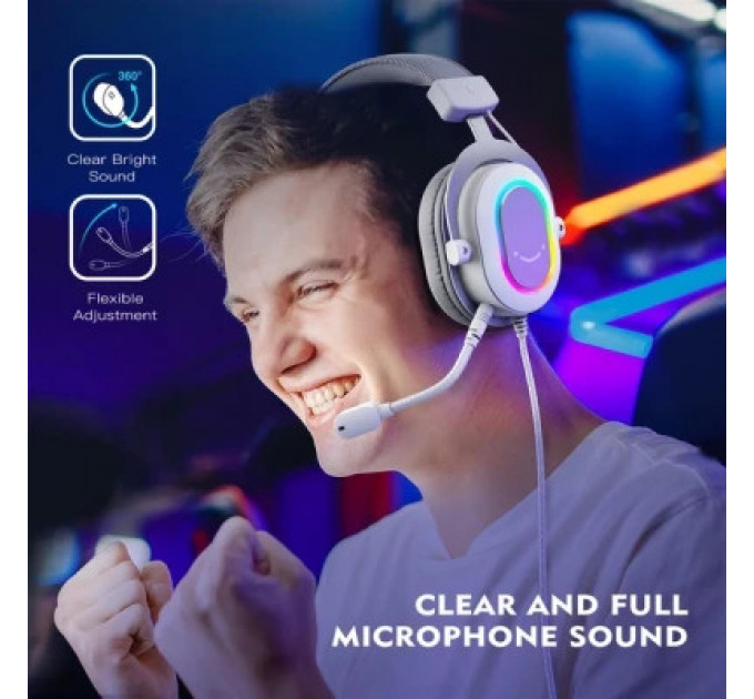 Навушники Fifine H6 RGB 7.1 White (H6W)