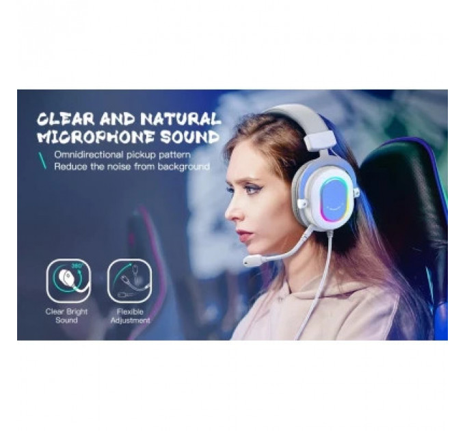 Навушники Fifine H6 RGB 7.1 White (H6W)