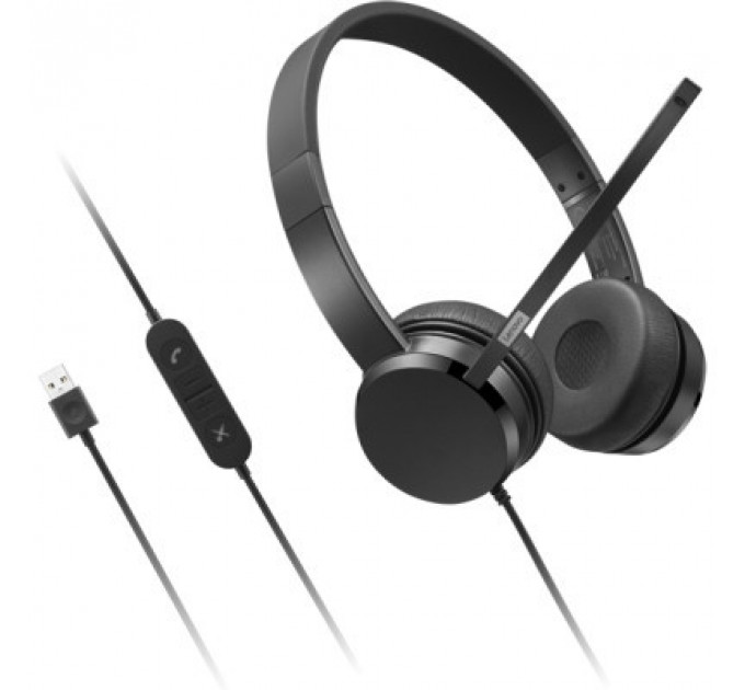 Навушники Lenovo USB-A Wired Stereo On-Ear Black (4XD1K18260)