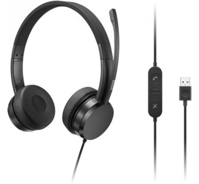 Навушники Lenovo USB-A Wired Stereo On-Ear Black (4XD1K18260)