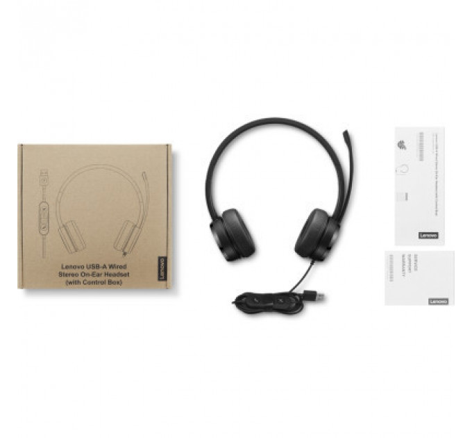 Навушники Lenovo USB-A Wired Stereo On-Ear Black (4XD1K18260)