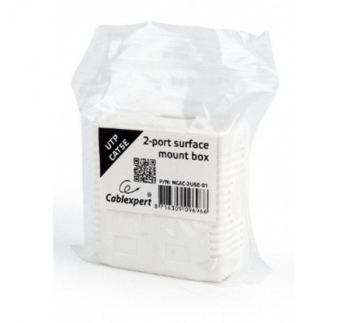 Комп'ютерна розетка Cablexpert RJ45x2 UTP, cat.5e (NCAC-2U5E-01)