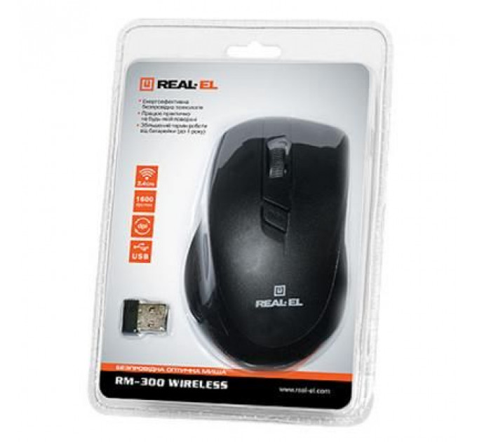 Мишка REAL-EL RM-300 black-grey