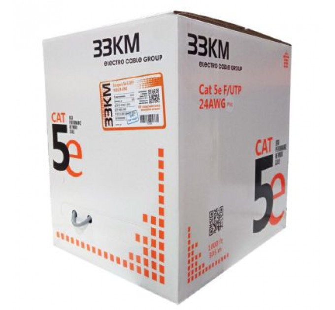 Кабель мережевий ЗЗКМ FTP 305м 4*2*24AWG[0,51] мідь[СU] cat.5e, внутрішній [PVC] (72566)